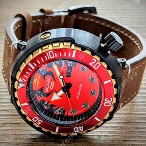 Full Automatic Red ONE PIECE Tuna Canned Diver Seiko NH36A Watch 47mm Sapphire